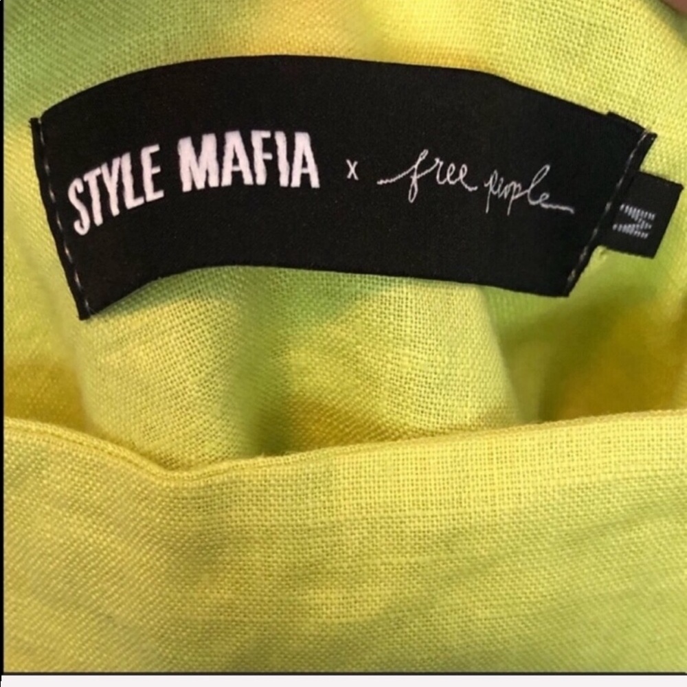 NWT FREE PEOPLE  /yellow lime Linen Shift Dress - Picture 6 of 6